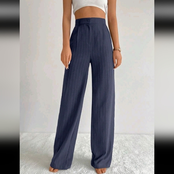 Striped Print Wide Leg Suit Pants - Picture 3 of 4